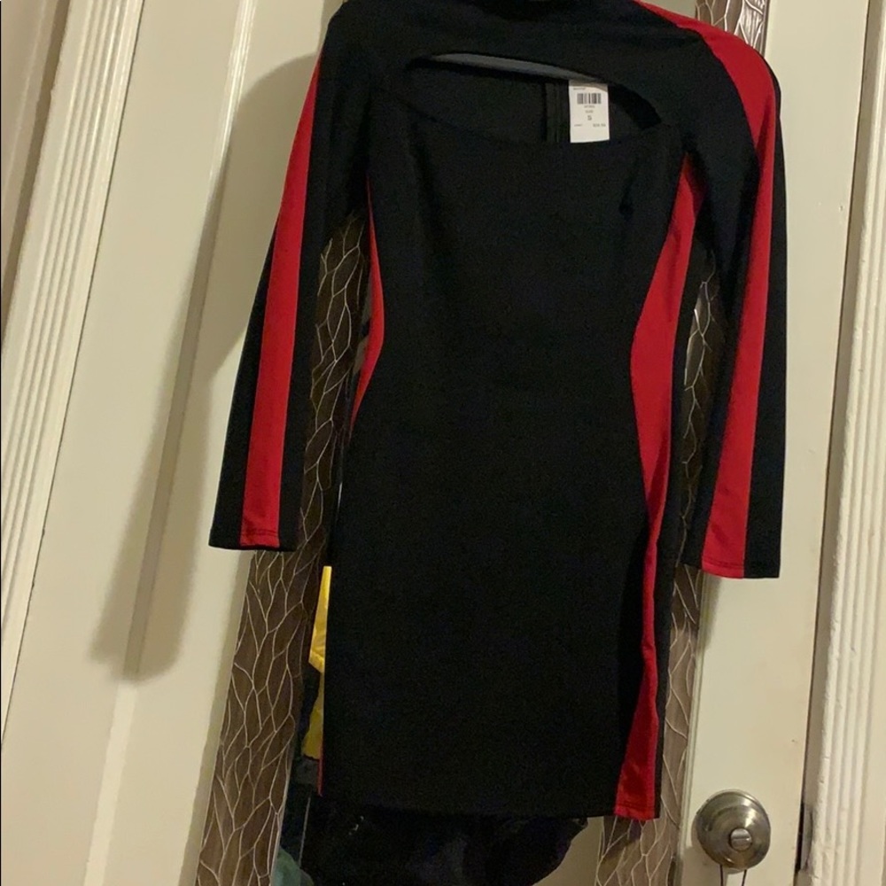 Red and black long sleeve dress